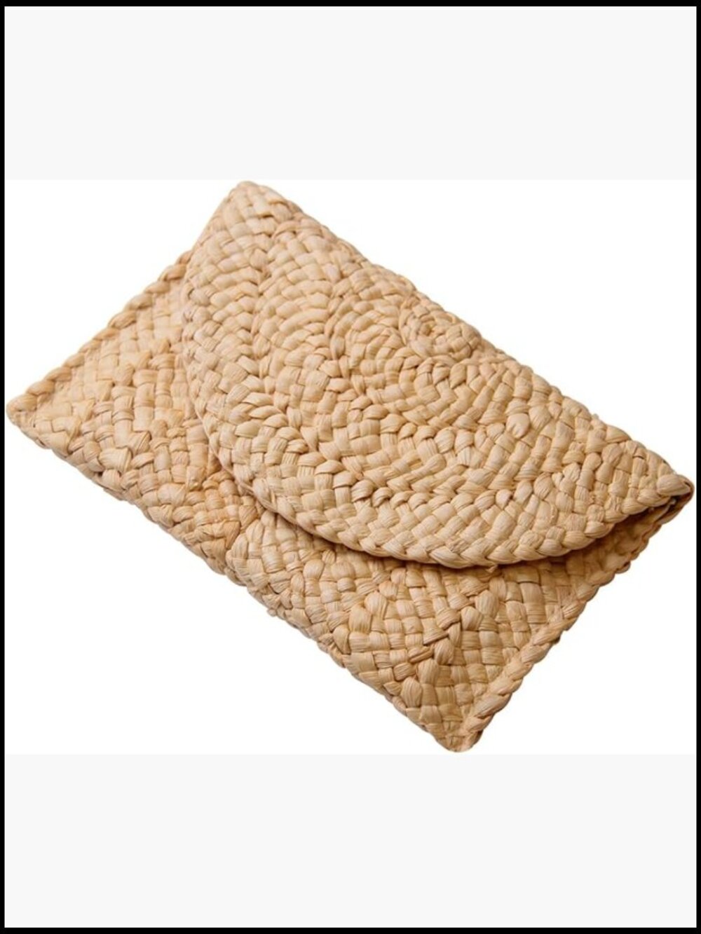 Woven Straw Clutch Handbag Summer Beach Envelope Bag Magnetic Closure